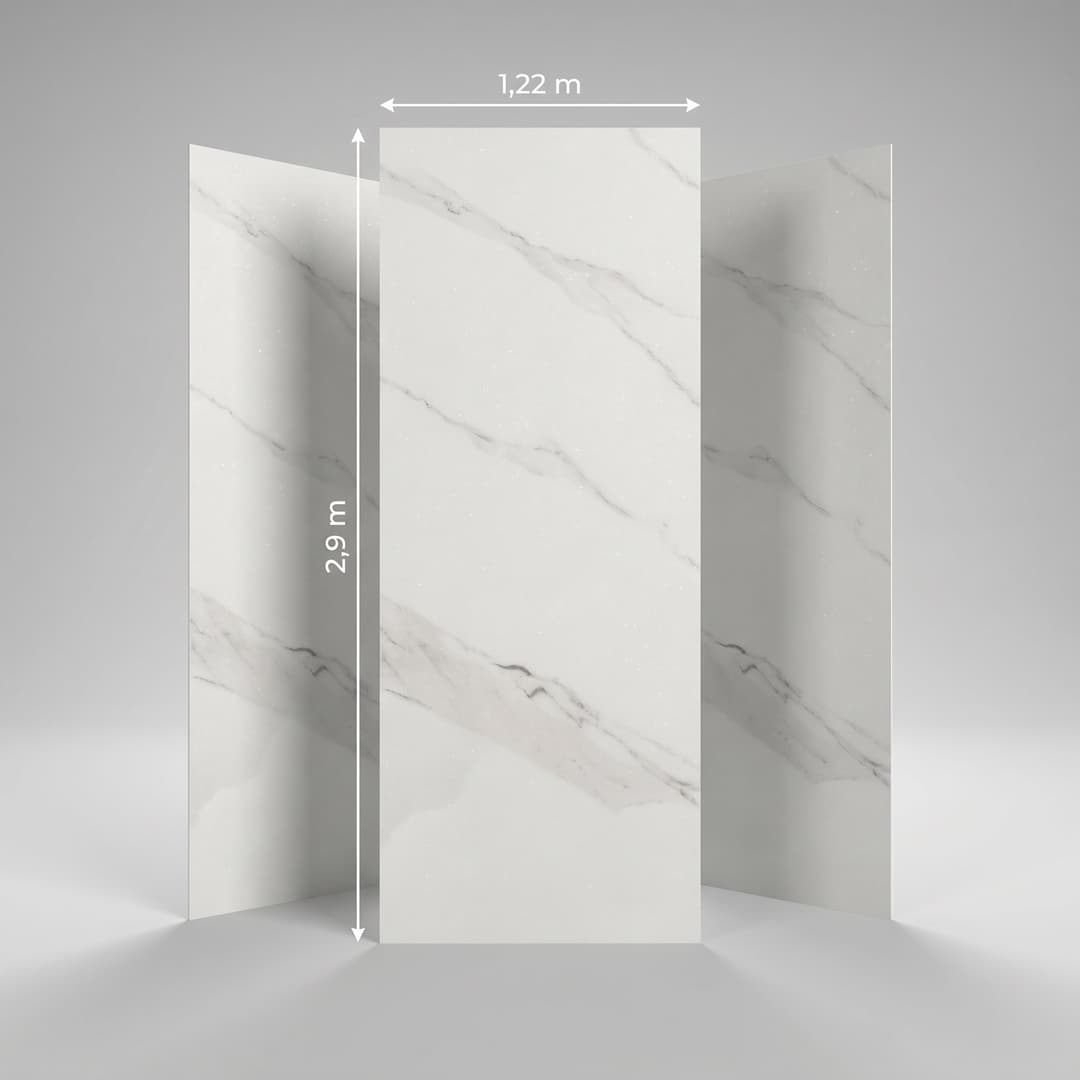 Panneau PVC Marbre Calacatta — PVC & accessoires 8 mm × 1220 × 2900 mm