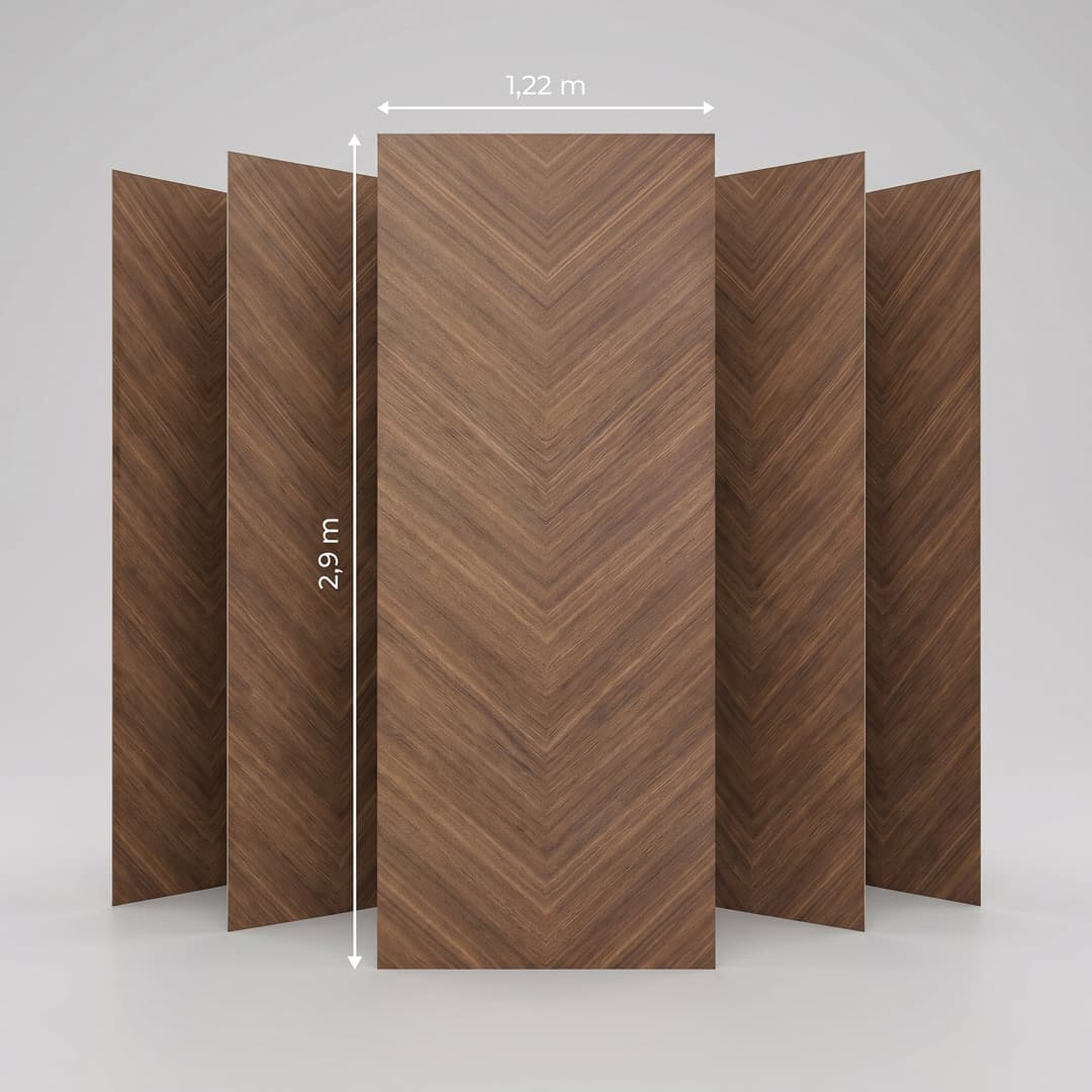 Panneau PVC Chevron Noyer Foncé — PVC & accessoires 8 mm × 1220 × 2900 mm