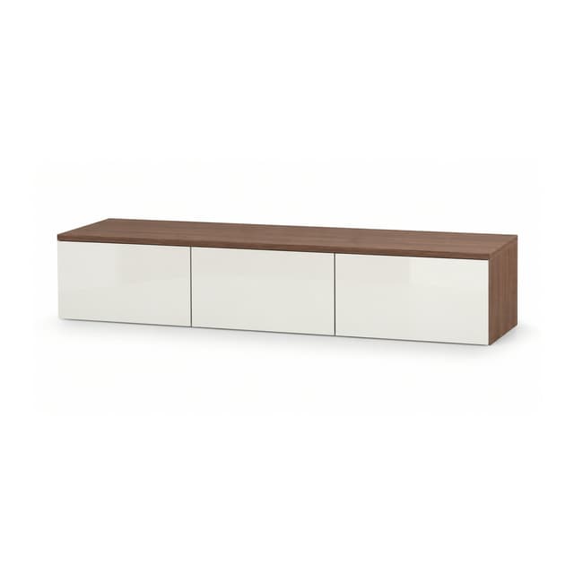 Meuble TV suspendu noyer et blanc 150 cm — Meubles TV