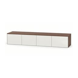 Meuble TV suspendu noyer et blanc 200 cm — vue 1