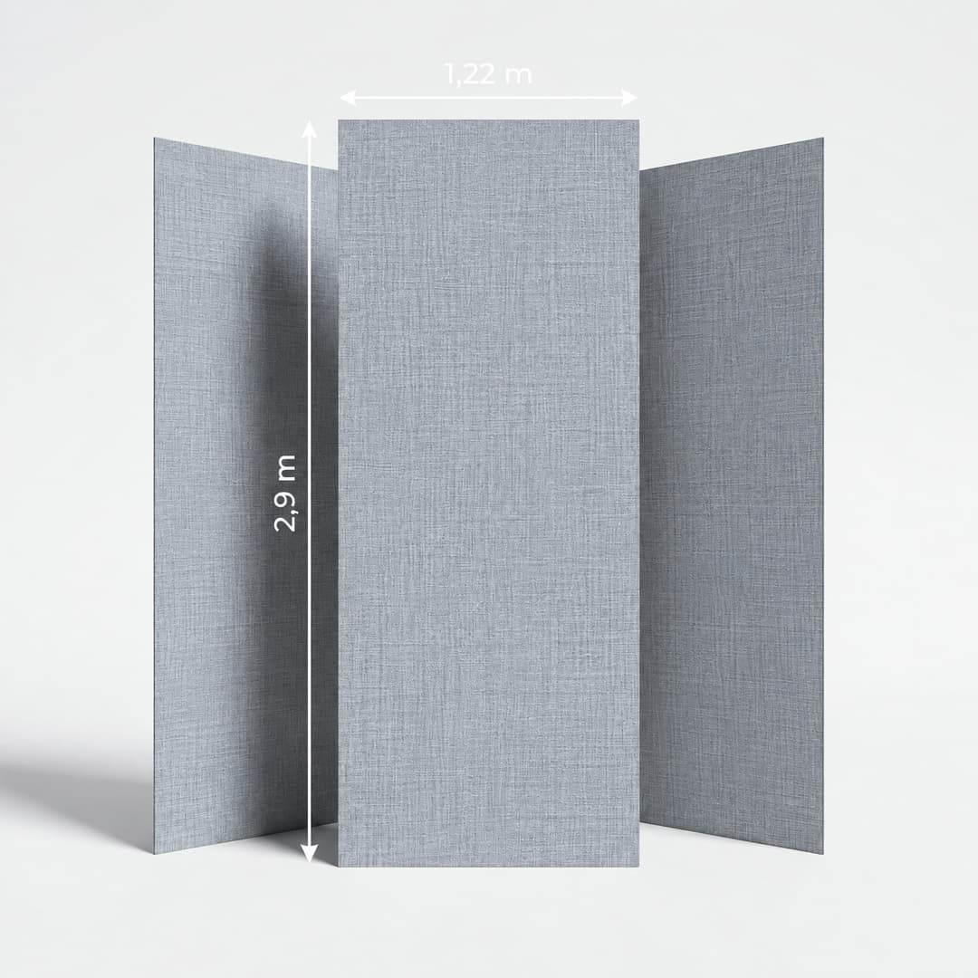 Panneau PVC Lin gris bleu clair — Badil chipboard PVC 8 mm × 1220 × 2900 mm